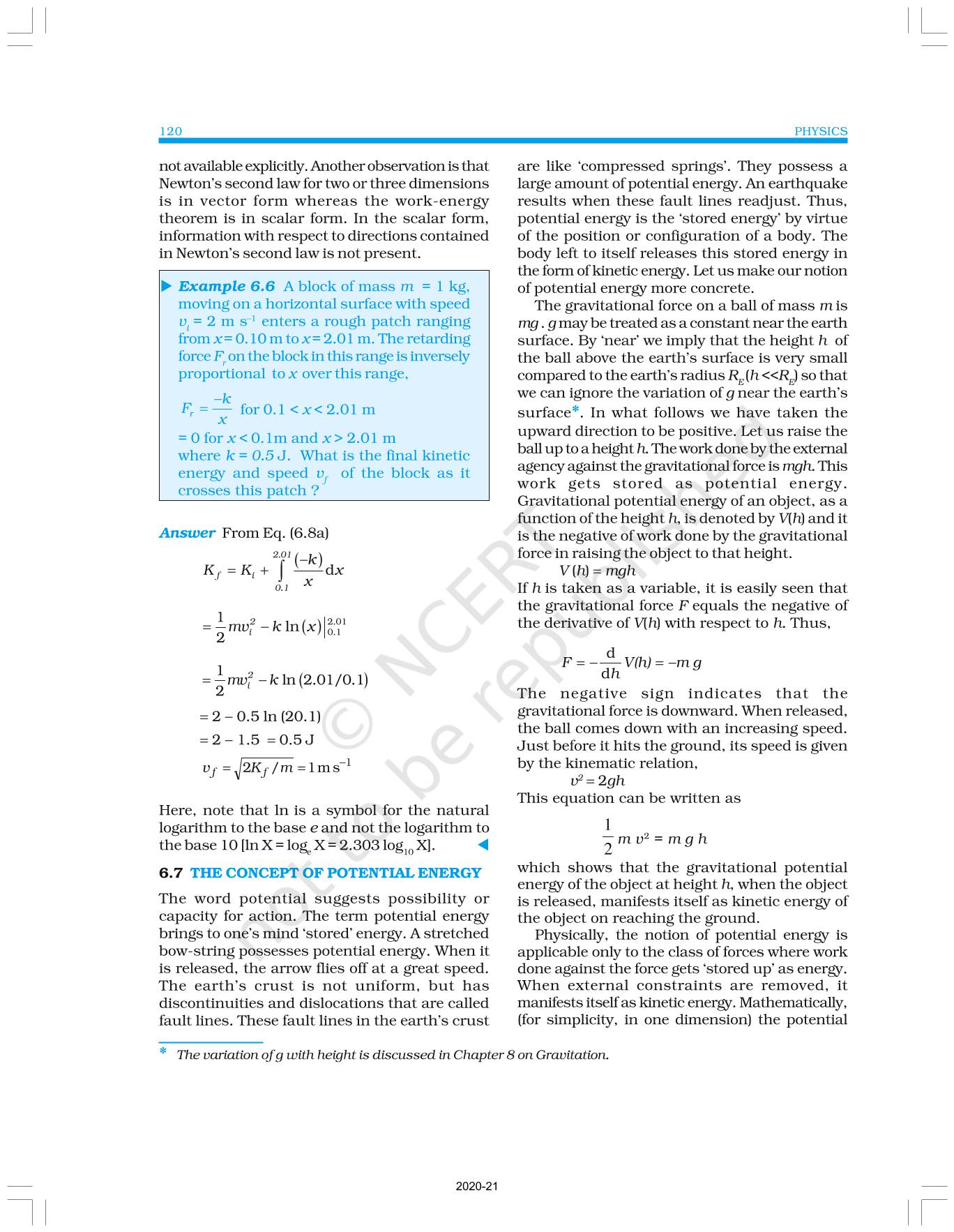 Work Energy And Power - NCERT Book Of Class 11 Physics Part I